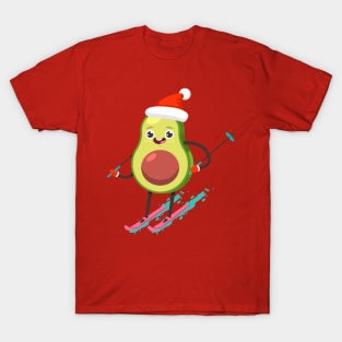 Christmas Avocado Ski T-Shirt